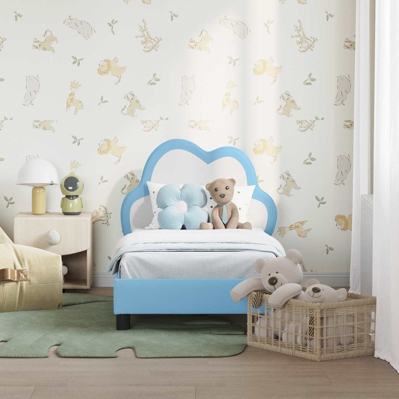 Casa si Gradina - Mobilier - Paturi si accesorii - Paturi - Cadru de pat pentru copii cu spatar albastru 70 x 140 cm PU - Infinity.ro