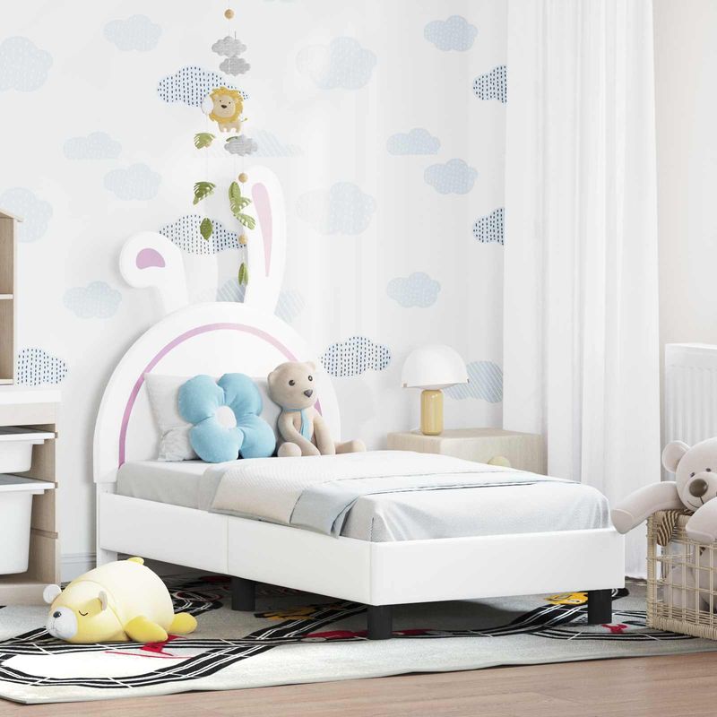 Casa si Gradina - Mobilier - Paturi si accesorii - Paturi - Cadru de pat pentru copii cu spatar Alb 70 x 140 cm PU - Infinity.ro