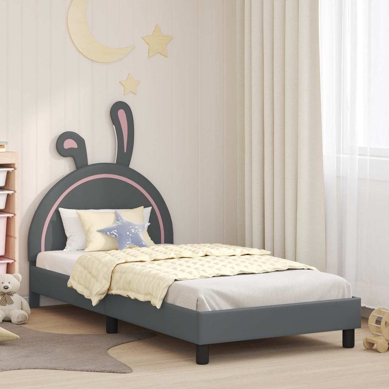 Casa si Gradina - Mobilier - Paturi si accesorii - Paturi - Cadru de pat pentru copii cu spatar Gri deschis 90 x 200 cm PU - Infinity.ro