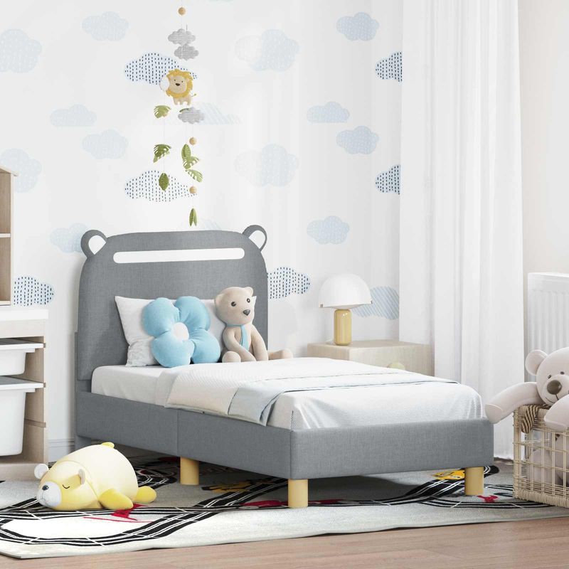 Casa si Gradina - Mobilier - Paturi si accesorii - Paturi - Cadru de pat pentru copii cu spatar Gri deschis 70 x 140 cm - Infinity.ro
