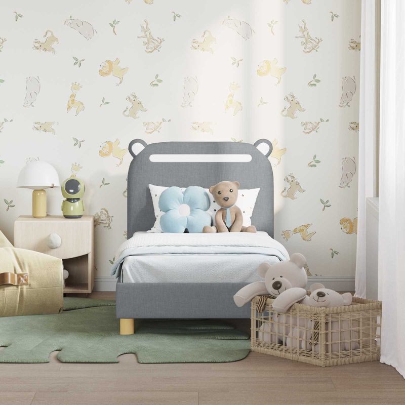 Casa si Gradina - Mobilier - Paturi si accesorii - Paturi - Cadru de pat pentru copii cu spatar Gri deschis 70 x 140 cm - Infinity.ro