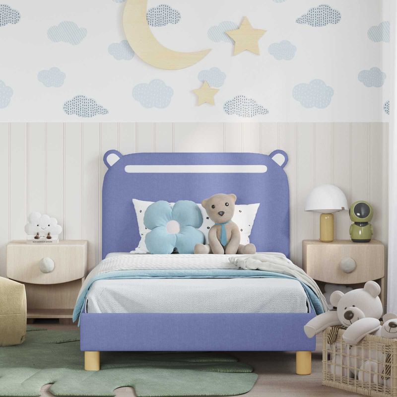 Casa si Gradina - Mobilier - Paturi si accesorii - Paturi - Cadru de pat pentru copii cu spatar Albastru Jeans 90 x 190 cm - Infinity.ro
