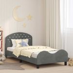 Casa si Gradina - Mobilier - Paturi si accesorii - Paturi - Cadru de pat pentru copii cu spatar Gri inchis 90 x 190 cm - Infinity.ro