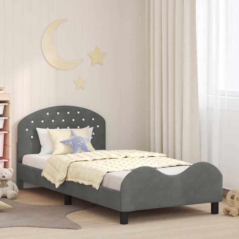 Casa si Gradina - Mobilier - Paturi si accesorii - Paturi - Cadru de pat pentru copii cu spatar Gri inchis 90 x 190 cm - Infinity.ro