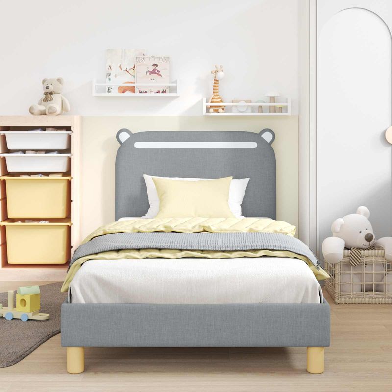 Casa si Gradina - Mobilier - Paturi si accesorii - Paturi - Cadru de pat pentru copii cu spatar Gri deschis 90 x 190 cm - Infinity.ro