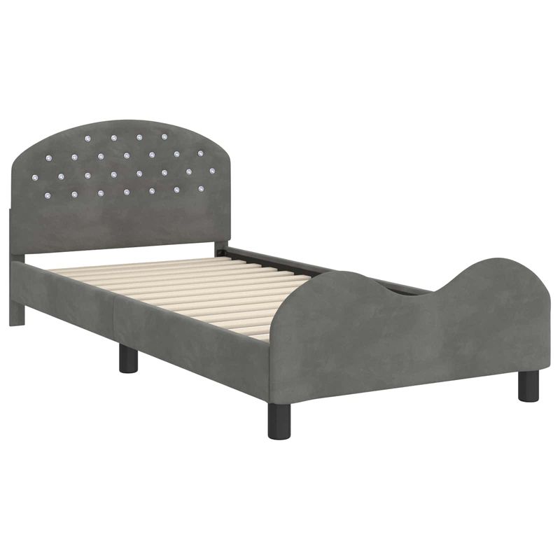 Casa si Gradina - Mobilier - Paturi si accesorii - Paturi - Cadru de pat pentru copii cu spatar Gri inchis 90 x 190 cm - Infinity.ro