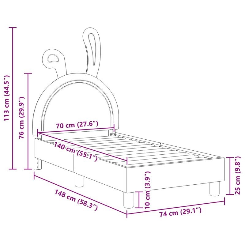 Casa si Gradina - Mobilier - Paturi si accesorii - Paturi - Cadru de pat pentru copii cu spatar Alb 70 x 140 cm PU - Infinity.ro