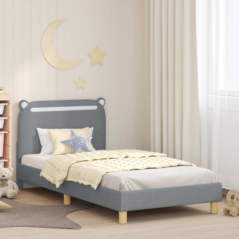 Casa si Gradina - Mobilier - Paturi si accesorii - Paturi - Cadru de pat pentru copii cu spatar Gri deschis 80 x 200 cm - Infinity.ro