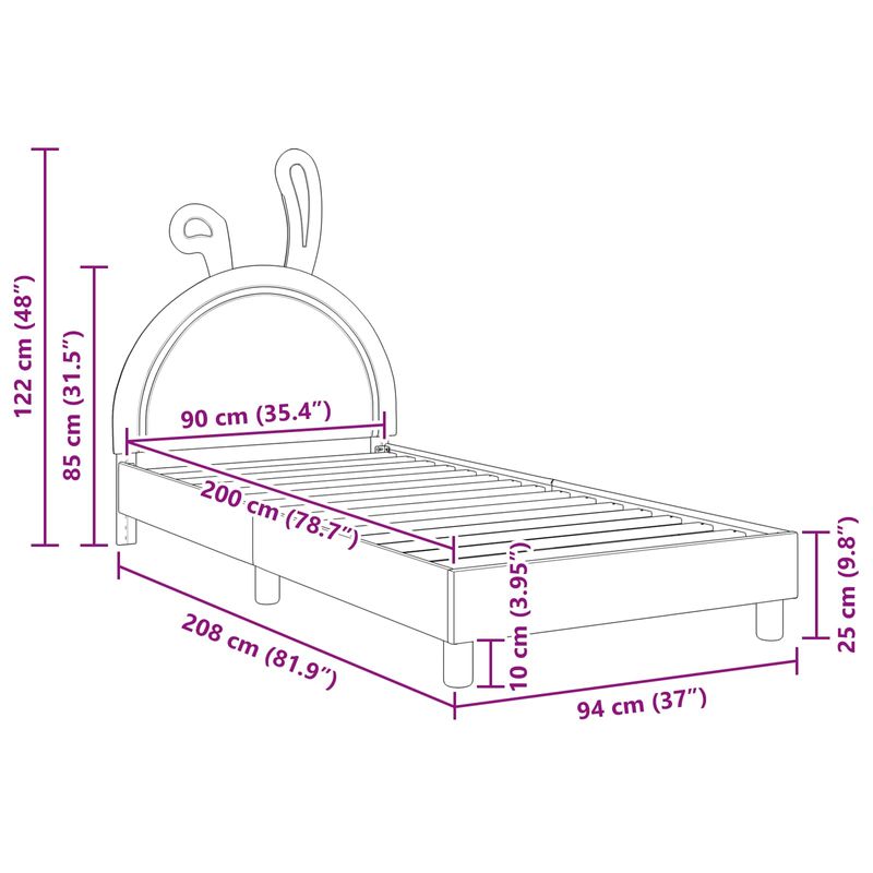 Casa si Gradina - Mobilier - Paturi si accesorii - Paturi - Cadru de pat pentru copii cu spatar Gri deschis 90 x 200 cm PU - Infinity.ro