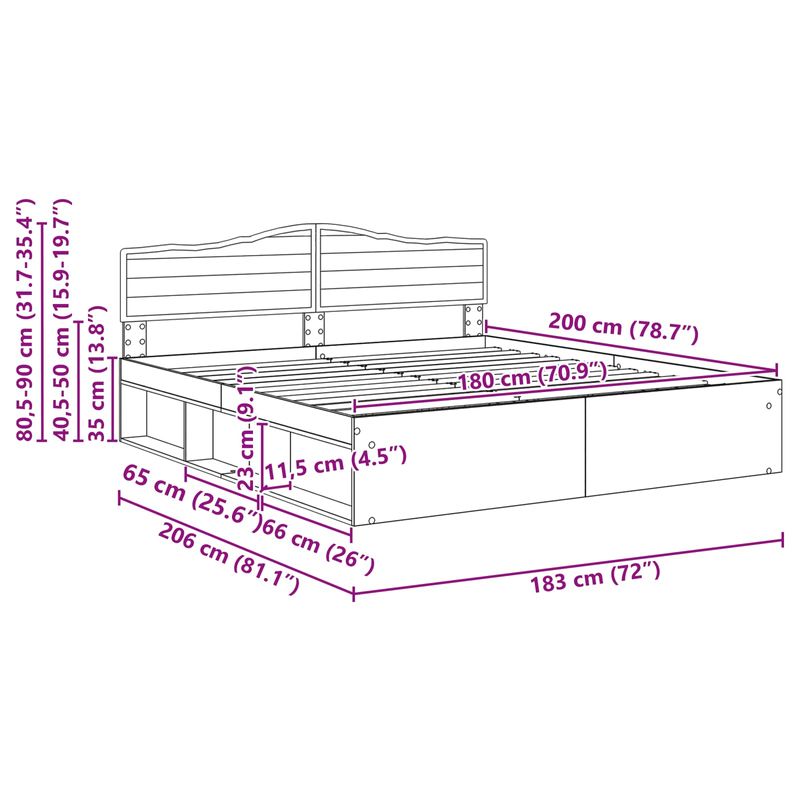 Casa si Gradina - Mobilier - Paturi si accesorii - Paturi - Cadru de pat Lemn vechi 180 x 200 cm Lemn de pin masiv - Infinity.ro