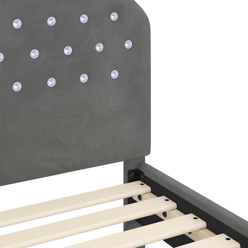 Casa si Gradina - Mobilier - Paturi si accesorii - Paturi - Cadru de pat pentru copii cu spatar Gri inchis 90 x 190 cm - Infinity.ro