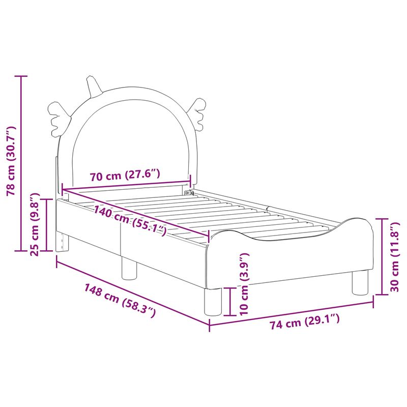 Casa si Gradina - Mobilier - Paturi si accesorii - Paturi - Cadru de pat pentru copii cu spatar Roz 70 x 140 cm PU - Infinity.ro