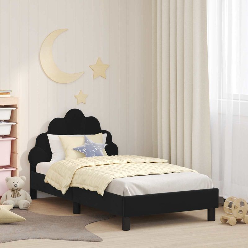Casa si Gradina - Mobilier - Paturi si accesorii - Paturi - Cadru de pat pentru copii cu spatar Negru 80 x 160 cm Catifea - Infinity.ro