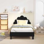 Casa si Gradina - Mobilier - Paturi si accesorii - Paturi - Cadru de pat pentru copii cu spatar Negru 80 x 160 cm Catifea - Infinity.ro