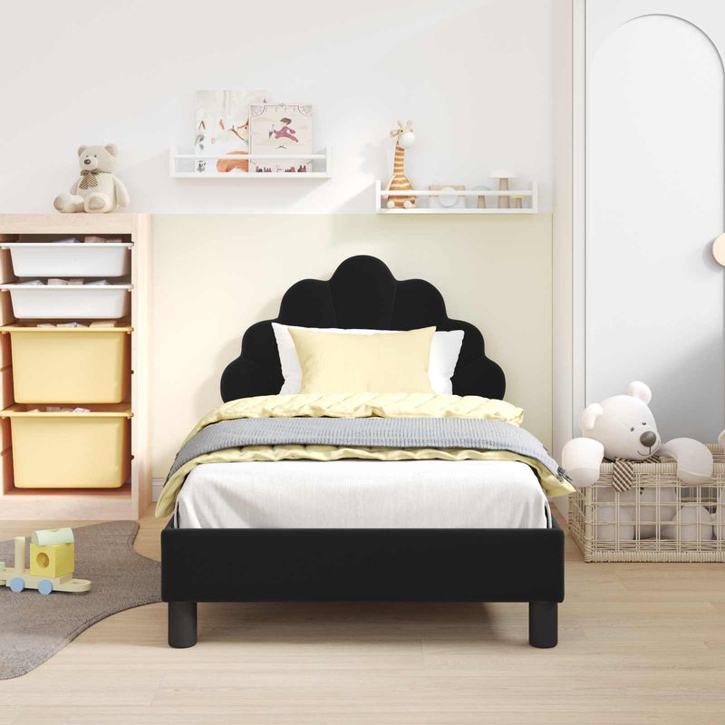 Casa si Gradina - Mobilier - Paturi si accesorii - Paturi - Cadru de pat pentru copii cu spatar Negru 80 x 160 cm Catifea - Infinity.ro