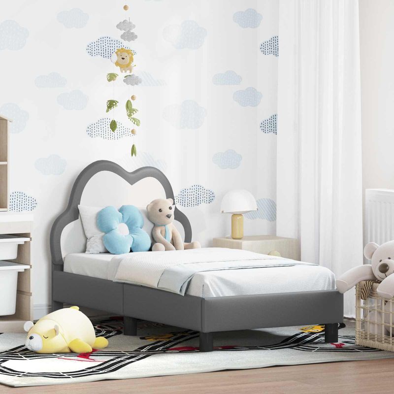 Casa si Gradina - Mobilier - Paturi si accesorii - Paturi - Cadru de pat pentru copii cu spatar Gri deschis 70 x 140 cm PU - Infinity.ro