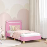 Casa si Gradina - Mobilier - Paturi si accesorii - Paturi - Cadru de pat pentru copii cu spatar Roz 80 x 160 cm tesatura - Infinity.ro