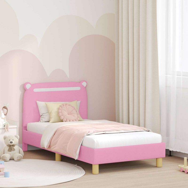 Casa si Gradina - Mobilier - Paturi si accesorii - Paturi - Cadru de pat pentru copii cu spatar Roz 80 x 160 cm tesatura - Infinity.ro