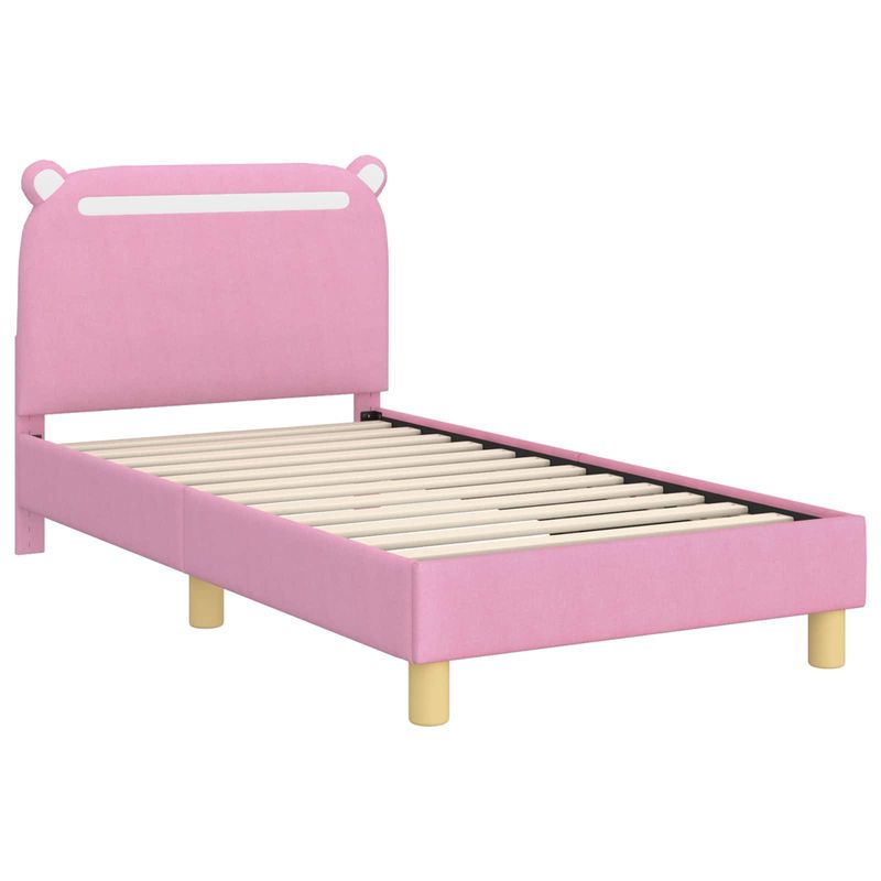 Casa si Gradina - Mobilier - Paturi si accesorii - Paturi - Cadru de pat pentru copii cu spatar Roz 80 x 160 cm tesatura - Infinity.ro