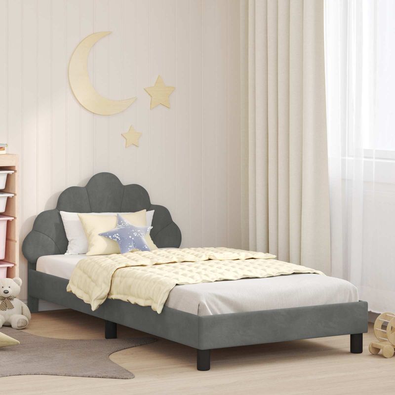 Casa si Gradina - Mobilier - Paturi si accesorii - Paturi - Cadru de pat pentru copii cu spatar Gri inchis 80 x 200 cm - Infinity.ro