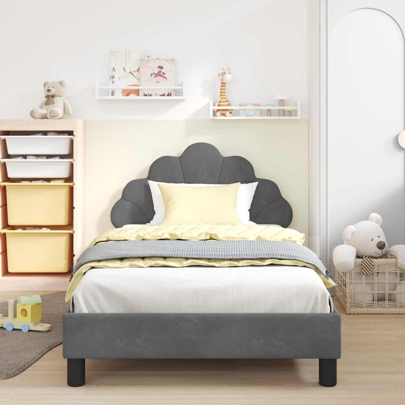 Casa si Gradina - Mobilier - Paturi si accesorii - Paturi - Cadru de pat pentru copii cu spatar Gri inchis 80 x 200 cm - Infinity.ro