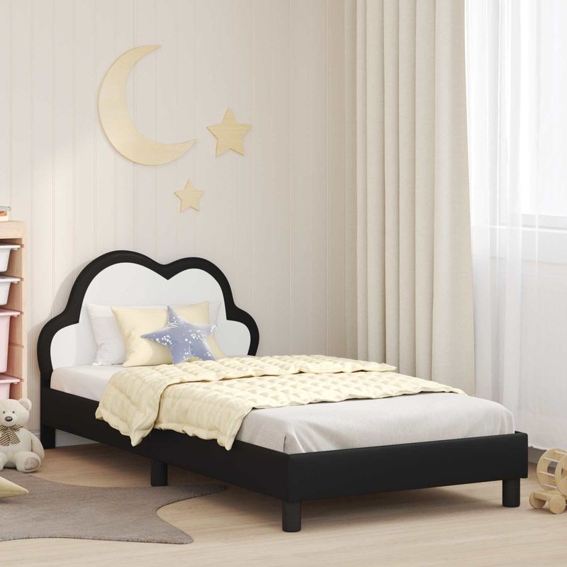 Casa si Gradina - Mobilier - Paturi si accesorii - Paturi - Cadru de pat pentru copii cu spatar Negru 90 x 190 cm PU - Infinity.ro