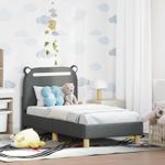 Casa si Gradina - Mobilier - Paturi si accesorii - Paturi - Cadru de pat pentru copii cu spatar Gri inchis 70 x 140 cm - Infinity.ro
