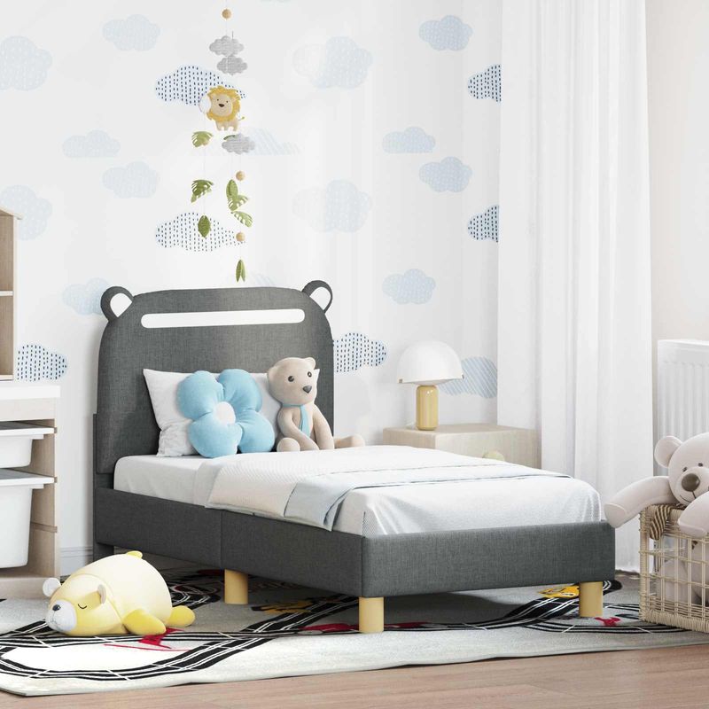 Casa si Gradina - Mobilier - Paturi si accesorii - Paturi - Cadru de pat pentru copii cu spatar Gri inchis 70 x 140 cm - Infinity.ro
