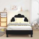 Casa si Gradina - Mobilier - Paturi si accesorii - Paturi - Cadru de pat pentru copii cu spatar Negru 90 x 190 cm Catifea - Infinity.ro
