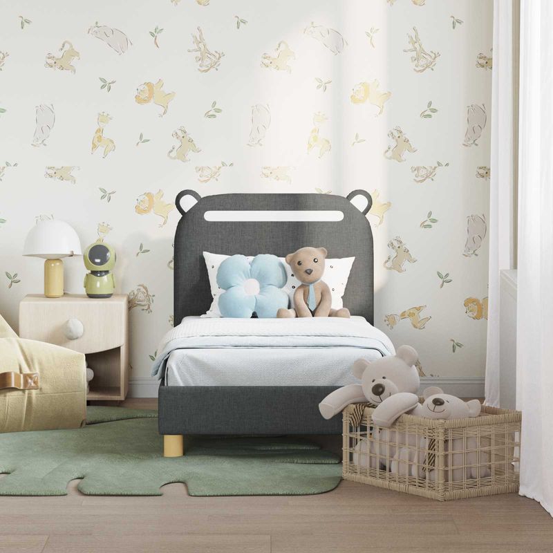 Casa si Gradina - Mobilier - Paturi si accesorii - Paturi - Cadru de pat pentru copii cu spatar Gri inchis 70 x 140 cm - Infinity.ro