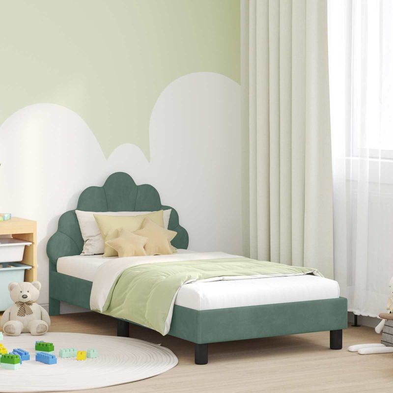 Casa si Gradina - Mobilier - Paturi si accesorii - Paturi - Cadru de pat pentru copii cu spatar Verde Marii 80 x 160 cm - Infinity.ro