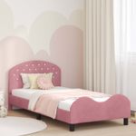 Casa si Gradina - Mobilier - Paturi si accesorii - Paturi - Cadru de pat pentru copii cu spatar Roz 90 x 190 cm Catifea - Infinity.ro