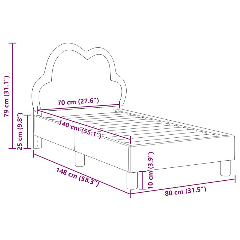 Casa si Gradina - Mobilier - Paturi si accesorii - Paturi - Cadru de pat pentru copii cu spatar Gri deschis 70 x 140 cm PU - Infinity.ro