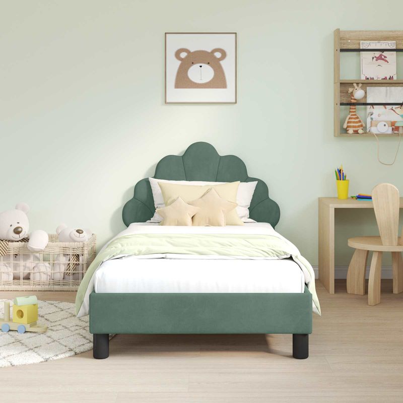 Casa si Gradina - Mobilier - Paturi si accesorii - Paturi - Cadru de pat pentru copii cu spatar Verde Marii 80 x 160 cm - Infinity.ro