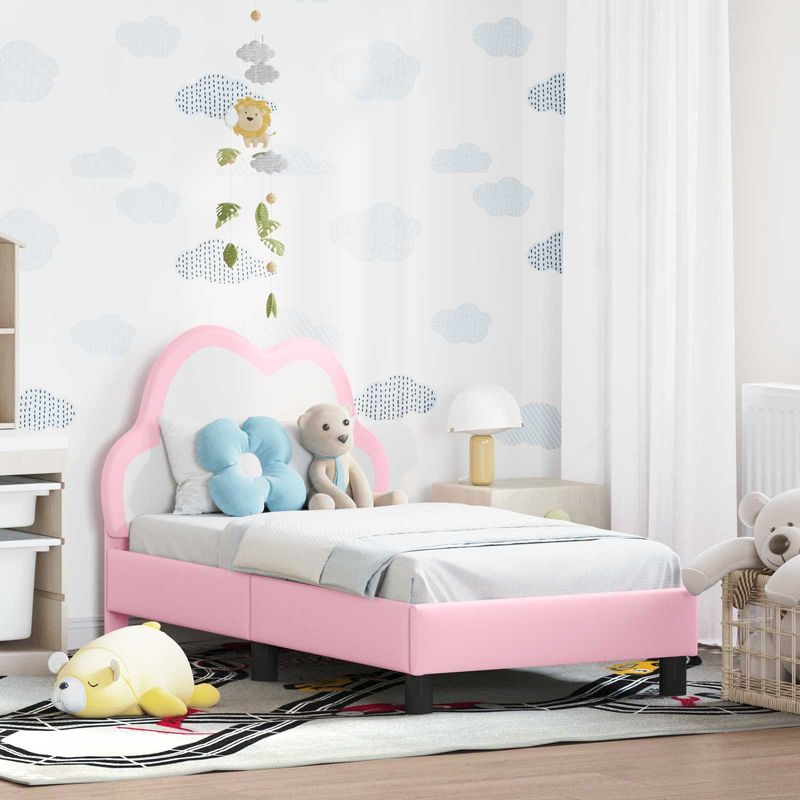 Casa si Gradina - Mobilier - Paturi si accesorii - Paturi - Cadru de pat pentru copii cu spatar Roz 70 x 140 cm PU - Infinity.ro