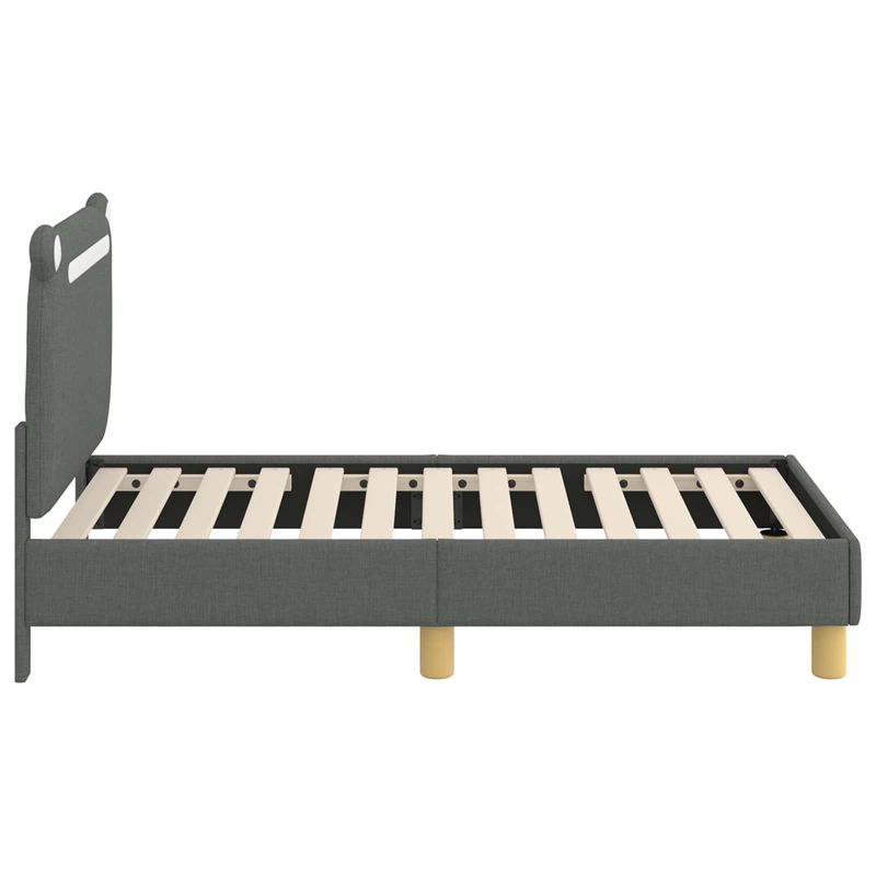 Casa si Gradina - Mobilier - Paturi si accesorii - Paturi - Cadru de pat pentru copii cu spatar Gri inchis 70 x 140 cm - Infinity.ro