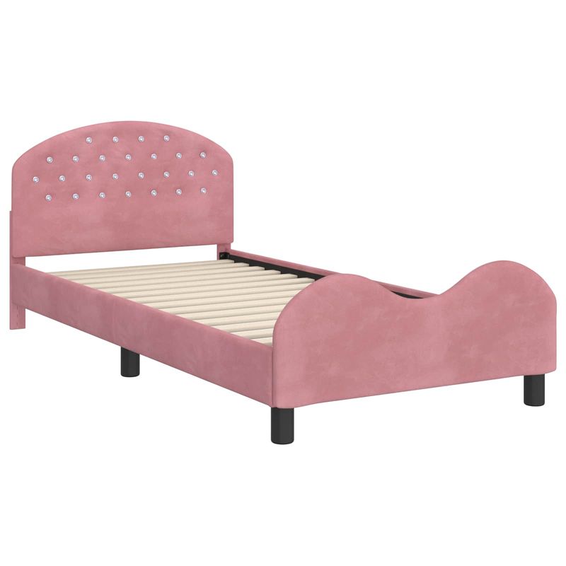 Casa si Gradina - Mobilier - Paturi si accesorii - Paturi - Cadru de pat pentru copii cu spatar Roz 90 x 190 cm Catifea - Infinity.ro