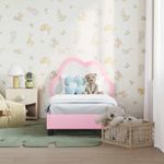 Casa si Gradina - Mobilier - Paturi si accesorii - Paturi - Cadru de pat pentru copii cu spatar Roz 70 x 140 cm PU - Infinity.ro