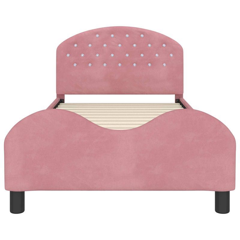 Casa si Gradina - Mobilier - Paturi si accesorii - Paturi - Cadru de pat pentru copii cu spatar Roz 90 x 190 cm Catifea - Infinity.ro
