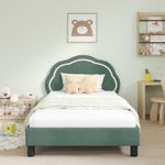 Casa si Gradina - Mobilier - Paturi si accesorii - Paturi - Cadru de pat pentru copii cu spatar Verde Marii 90 x 200 cm - Infinity.ro