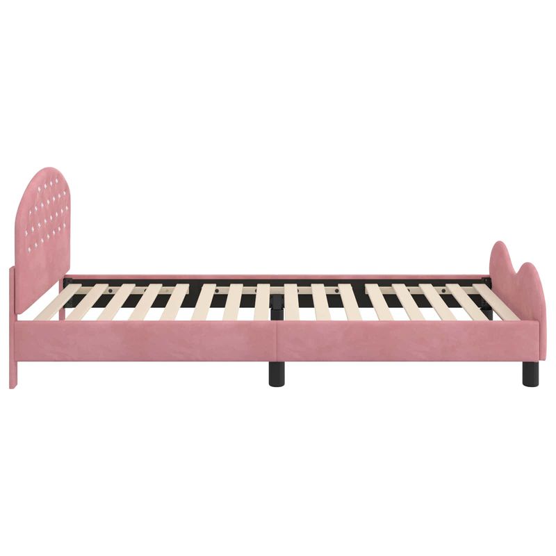 Casa si Gradina - Mobilier - Paturi si accesorii - Paturi - Cadru de pat pentru copii cu spatar Roz 90 x 190 cm Catifea - Infinity.ro
