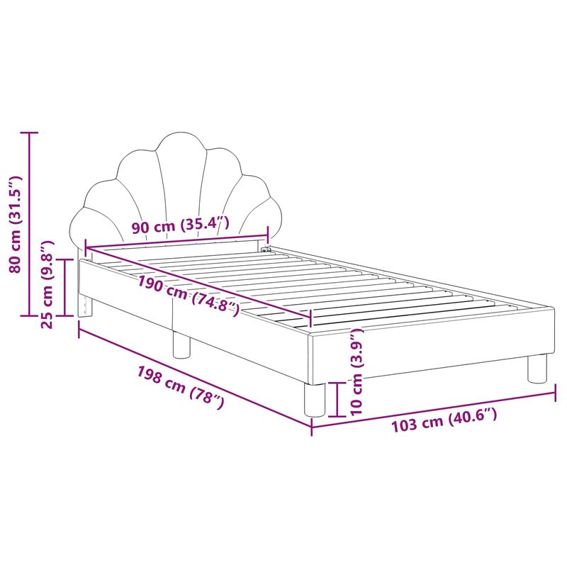 Casa si Gradina - Mobilier - Paturi si accesorii - Paturi - Cadru de pat pentru copii cu spatar Roz 90 x 190 cm Catifea - Infinity.ro