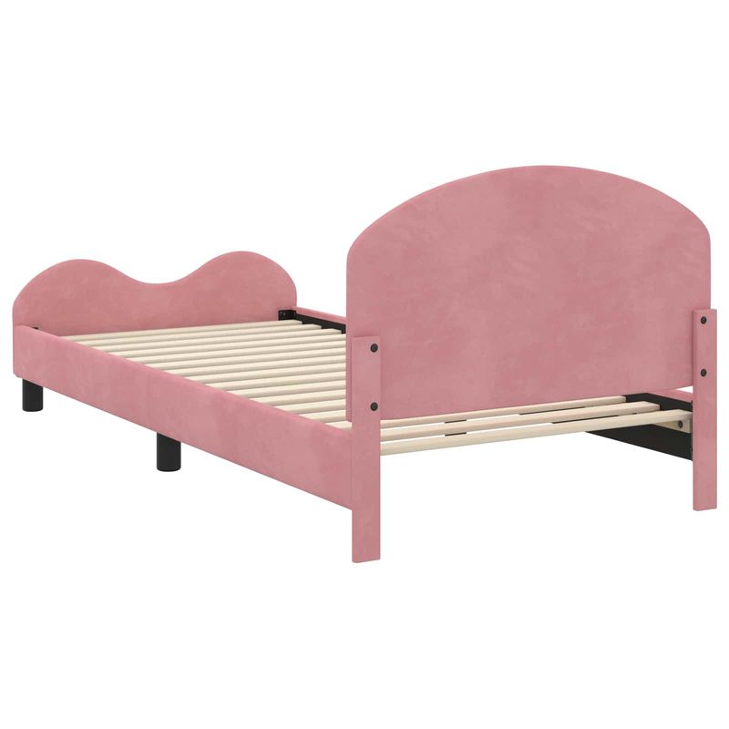 Casa si Gradina - Mobilier - Paturi si accesorii - Paturi - Cadru de pat pentru copii cu spatar Roz 90 x 190 cm Catifea - Infinity.ro
