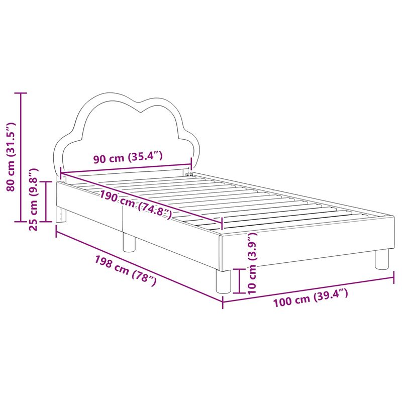 Casa si Gradina - Mobilier - Paturi si accesorii - Paturi - Cadru de pat pentru copii cu spatar Negru 90 x 190 cm PU - Infinity.ro