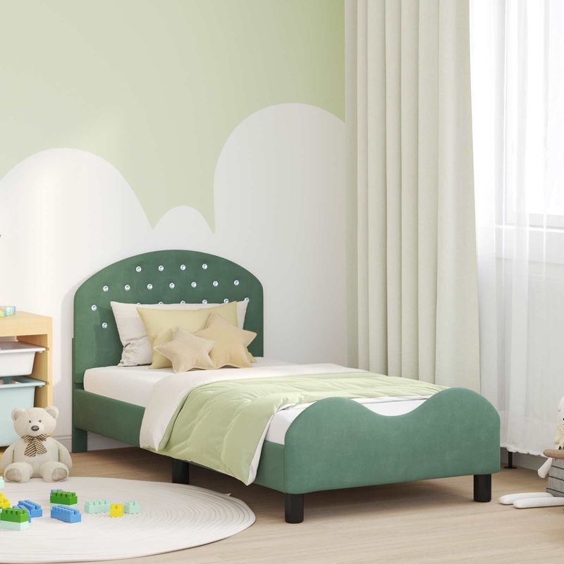Casa si Gradina - Mobilier - Paturi si accesorii - Paturi - Cadru de pat pentru copii cu spatar Verde Marii 80 x 160 cm - Infinity.ro