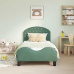 Casa si Gradina - Mobilier - Paturi si accesorii - Paturi - Cadru de pat pentru copii cu spatar Verde Marii 80 x 160 cm - Infinity.ro