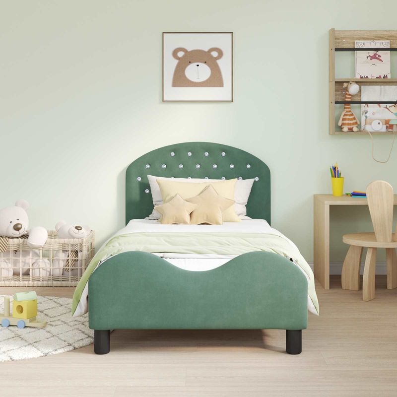 Casa si Gradina - Mobilier - Paturi si accesorii - Paturi - Cadru de pat pentru copii cu spatar Verde Marii 80 x 160 cm - Infinity.ro