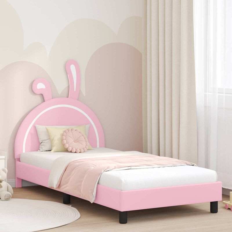Casa si Gradina - Mobilier - Paturi si accesorii - Paturi - Cadru de pat pentru copii cu spatar Roz 90 x 200 cm PU - Infinity.ro