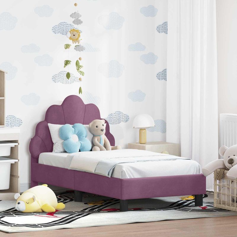 Casa si Gradina - Mobilier - Paturi si accesorii - Paturi - Cadru de pat pentru copii cu spatar Violet 70 x 140 cm Catifea - Infinity.ro