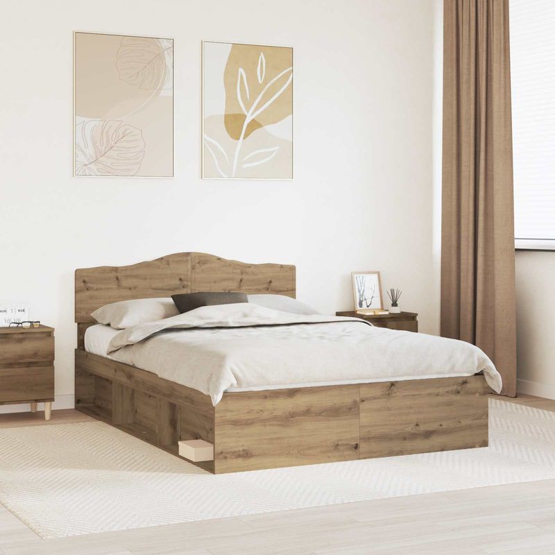 Casa si Gradina - Mobilier - Paturi si accesorii - Paturi - Cadru de pat Stejar artizanal 150 x 200 cm Lemn de pin masiv - Infinity.ro